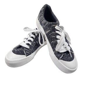 Rocket Dog Men's Casual Canvas Low Top Sneakers Grey Stripe Lace Up Size 9.5